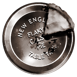A pie tin with one slice of pie remaining in it